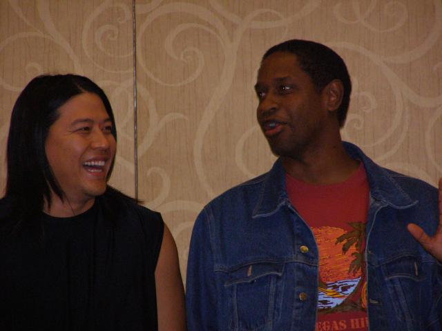 Tim Russ and Garrett Wang at the charity breakfast at the convention in Las Vegas, Aug. 18, 2006